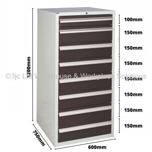 Euroslide Storage Cabinet 8 Drawer 1200mm Type 2